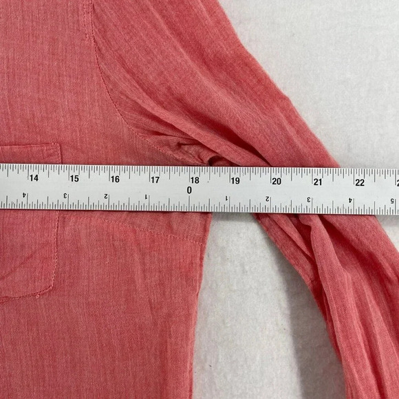 J.Crew Shirt Women's Sz 2 Red Button-Up Collared Chest Pocket Regular Curved Hem - Picture 3 of 11